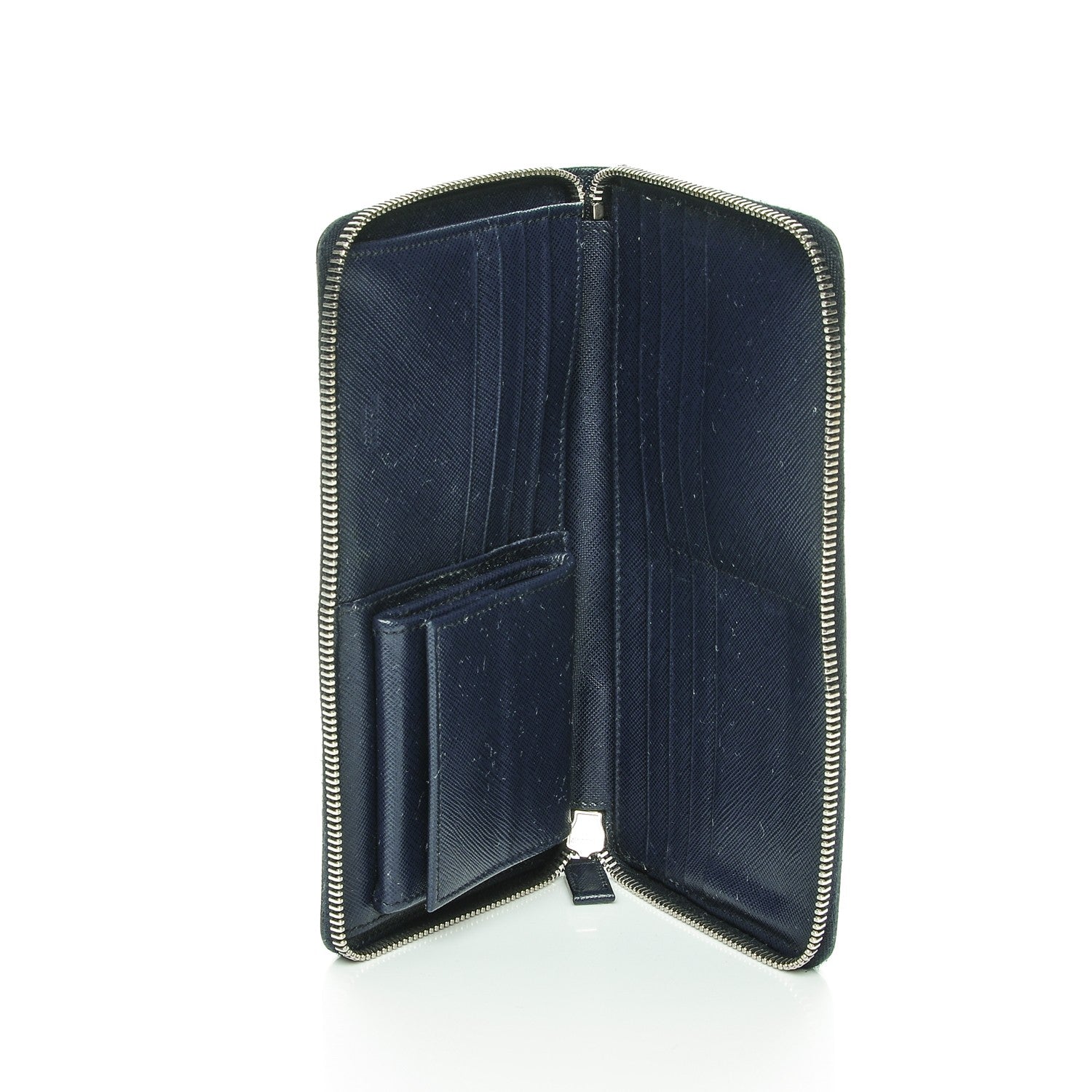 Prada Saffiano Zip Around Travel Wallet Baltico 5 of 6