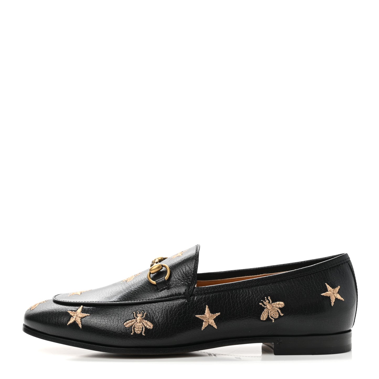 Goatskin Bee Star Embroidered Womens Jordaan Loafers 37 Black