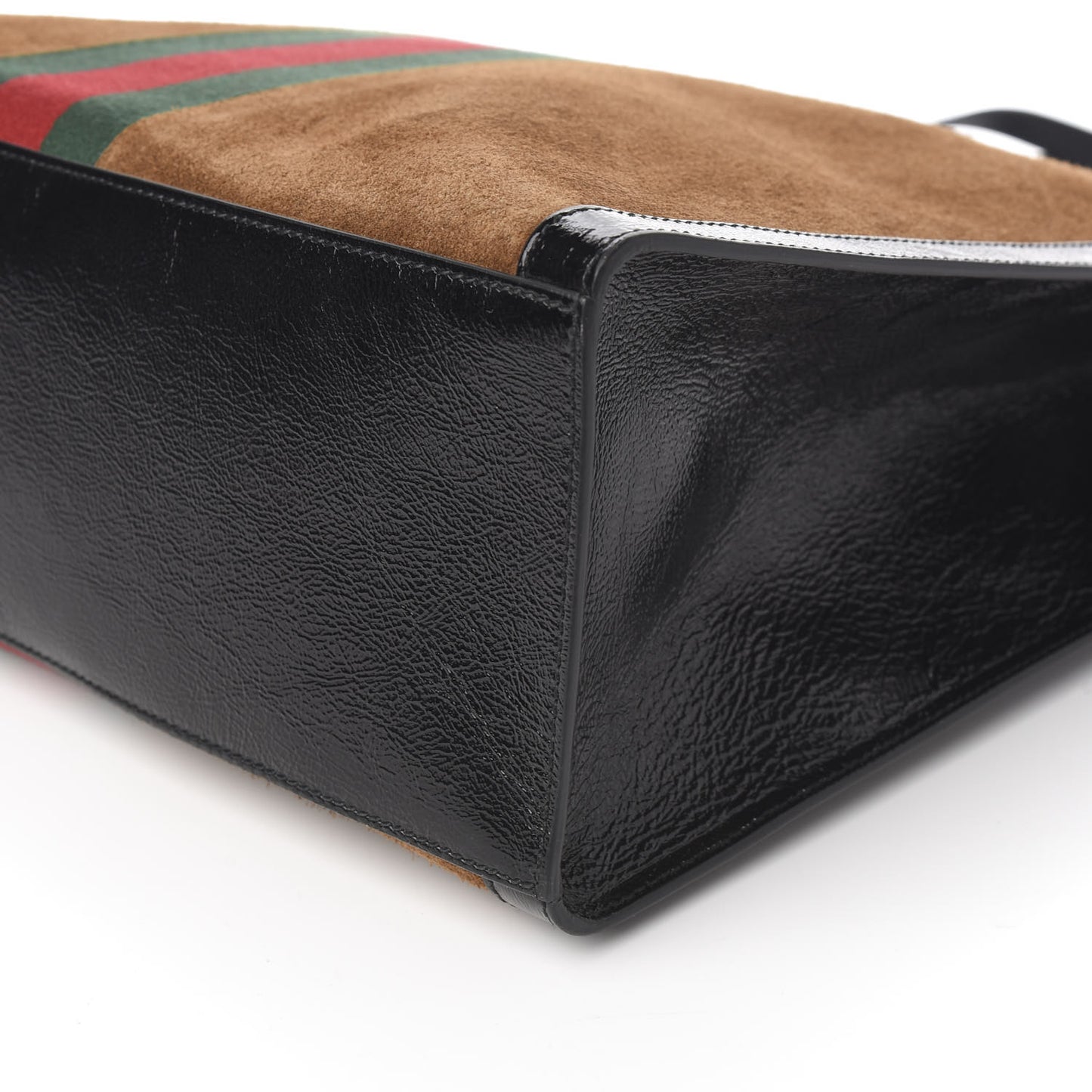 Suede Patent Web Ophidia Vertical Tote Nocciola Black