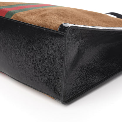 Gucci Suede Patent Web Ophidia Vertical Tote Nocciola Black 8 of 9