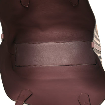 Burberry Grainy Calfskin Haymarket Check Medium Reversible Tote Light Elderberry 5 of 21
