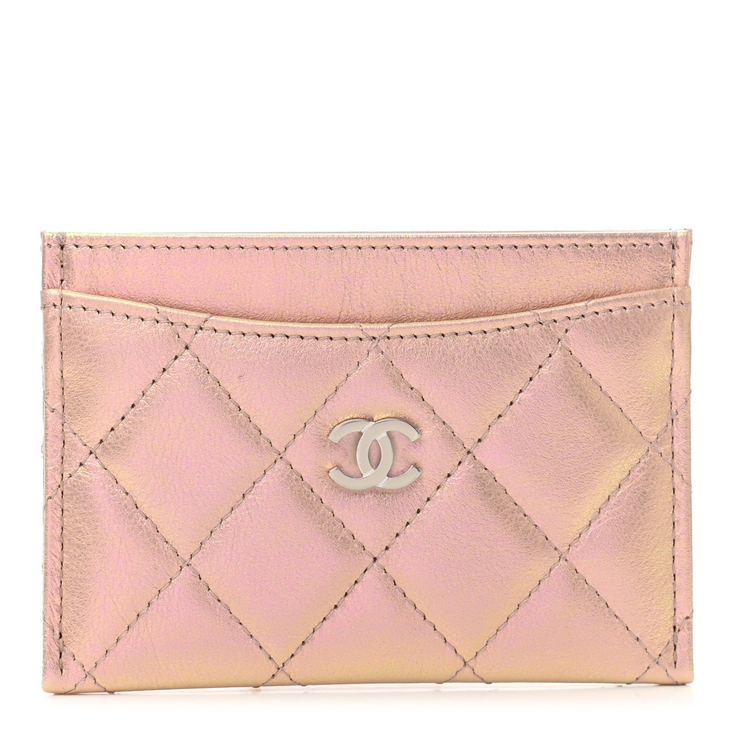 Chanel Iridescent Calfskin Quilted Card Holder Pink 1 of 8