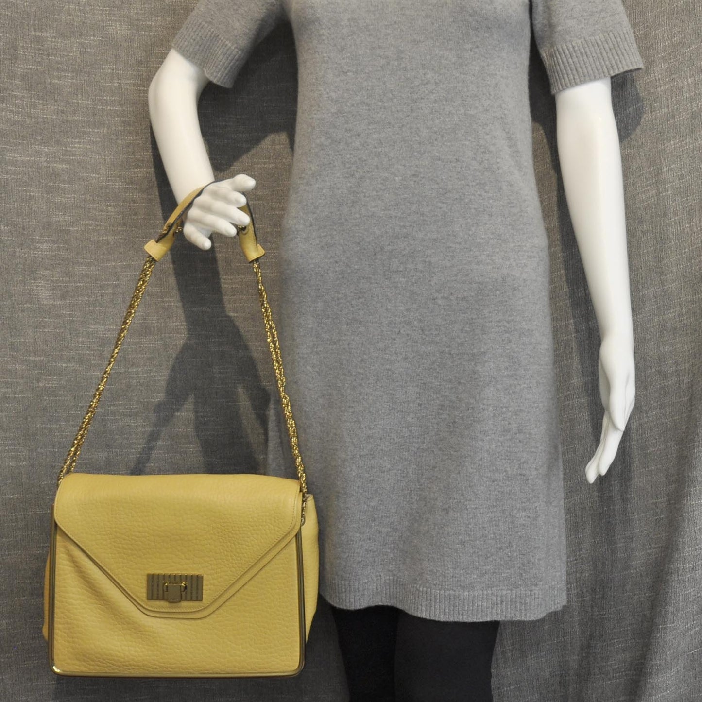 Grained Calfskin Sally Flap Bag Yellow