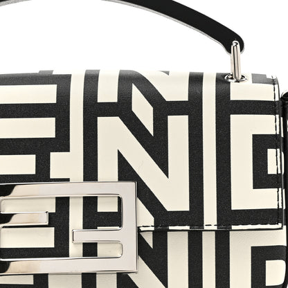 Fendi X MARC JACOBS Nappa Vitello King Logo Print Phone Baguette White Black 8 of 10