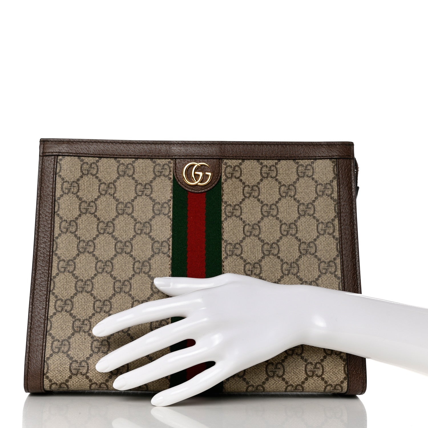 Gucci GG Supreme Monogram Web Ophidia Pouch Brown 2 of 7