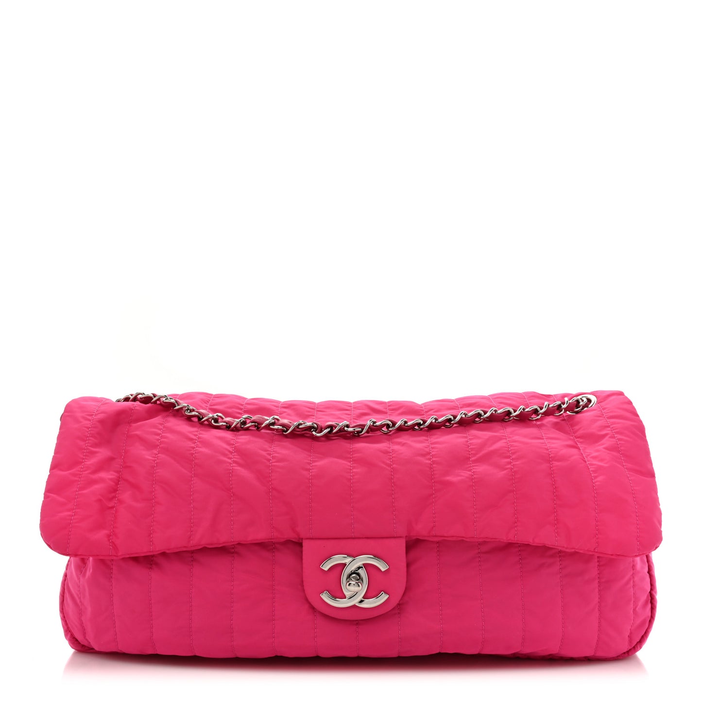 Nylon Vertical Quilted Jumbo Flap Pink
