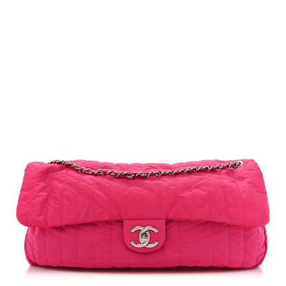 Chanel Nylon Vertical Quilted Jumbo Flap Pink 1 of 9