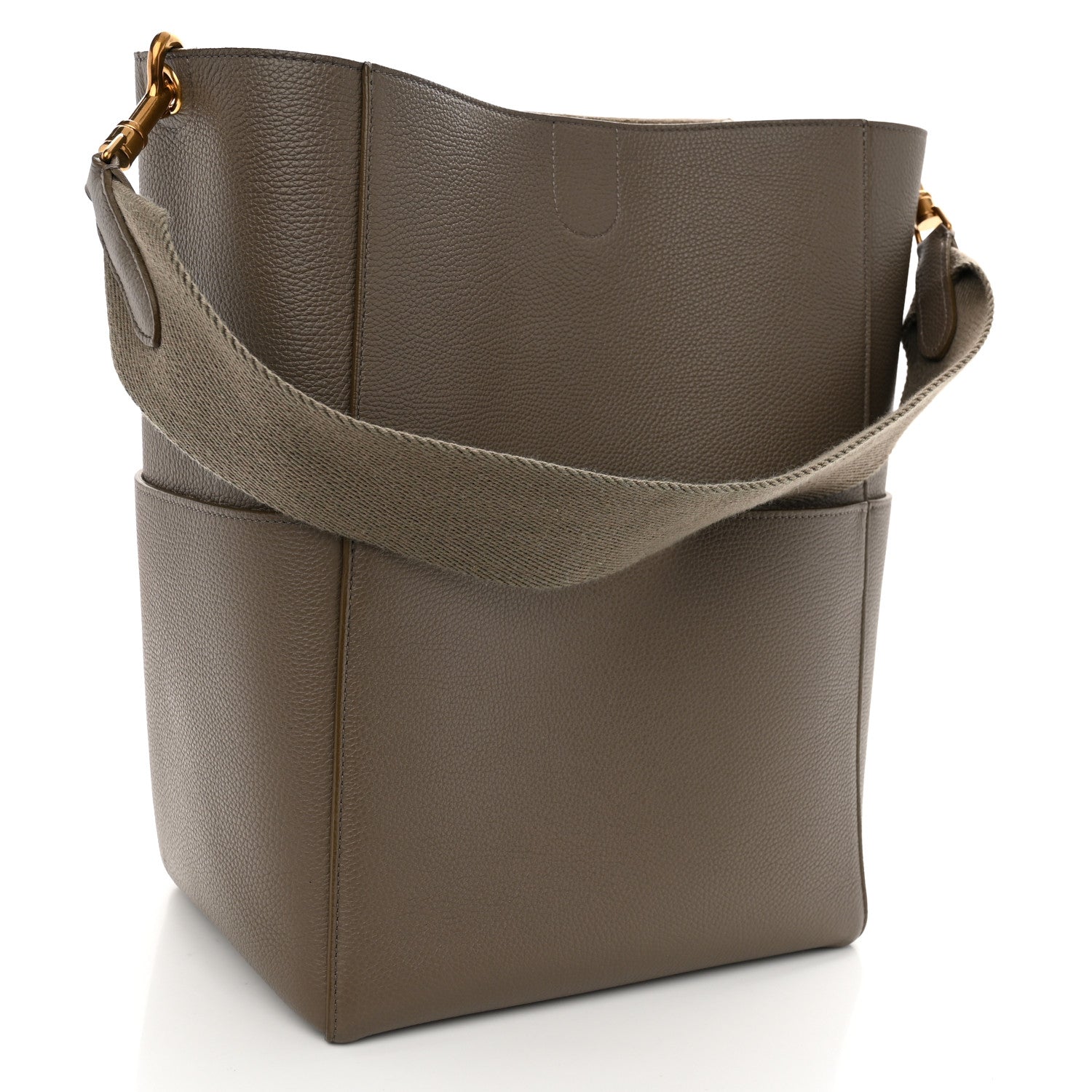 Celine Soft Grained Calfskin Sangle Bucket Bag Taupe 3 of 8