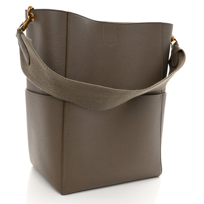 Celine Soft Grained Calfskin Sangle Bucket Bag Taupe 3 of 8