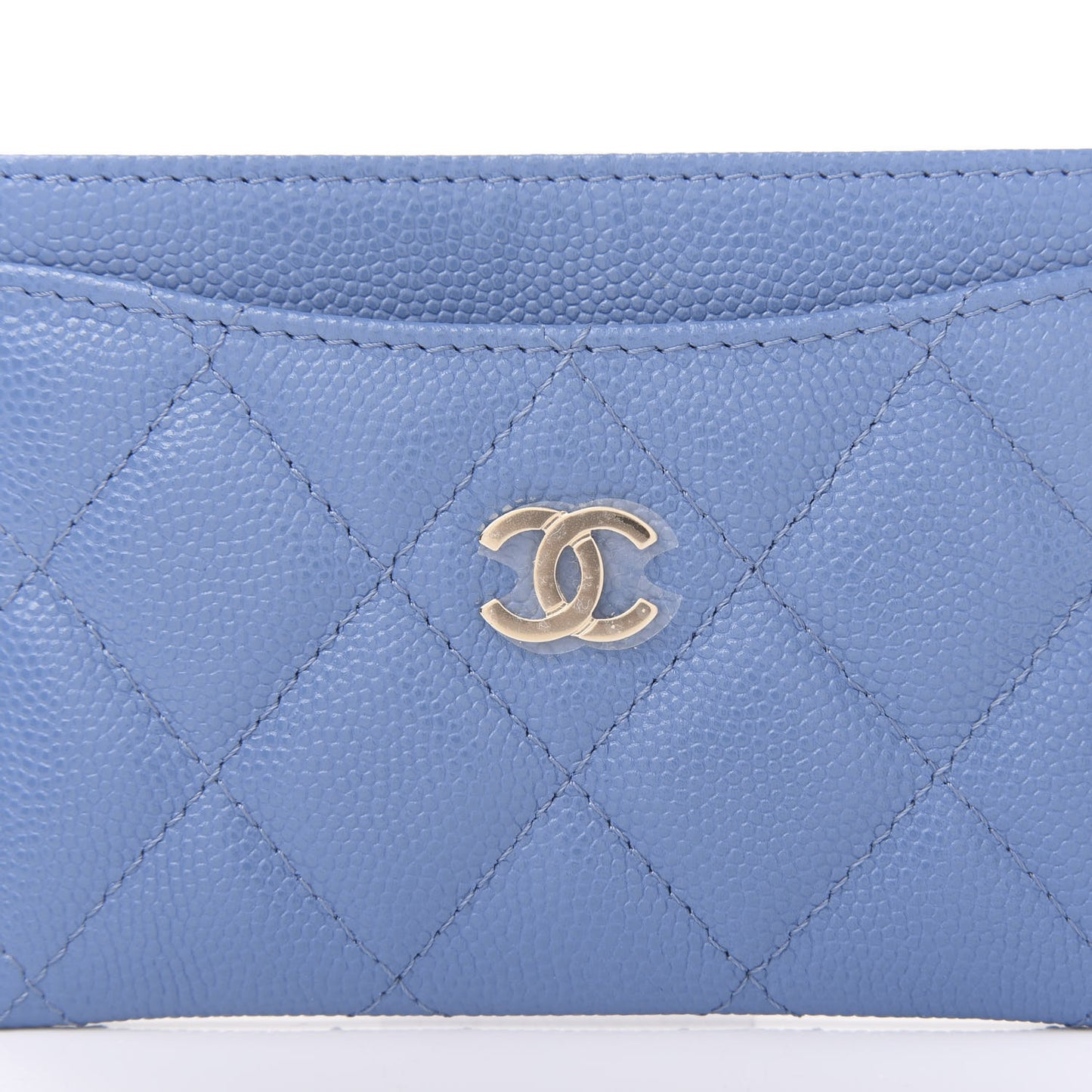 Caviar Quilted Card Holder Blue