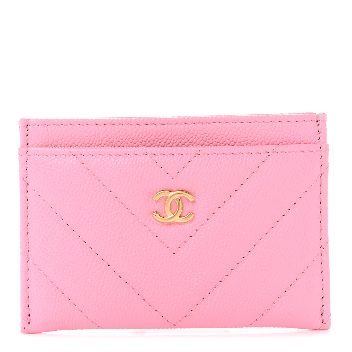 Chanel Shiny Caviar Chevron Quilted Card Holder Pink 1 of 9