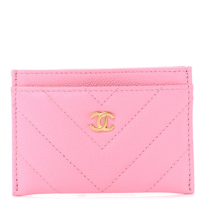Chanel Shiny Caviar Chevron Quilted Card Holder Pink 1 of 9