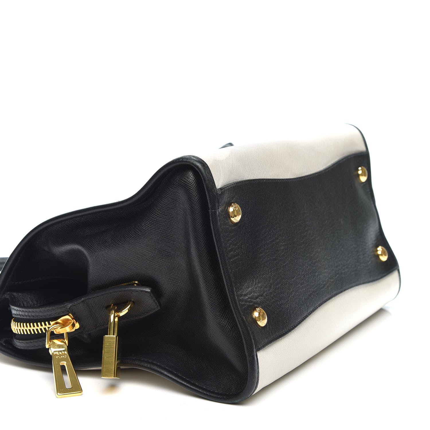 Prada Saffiano Soft Bi-Color Tote Black White 3 of 11