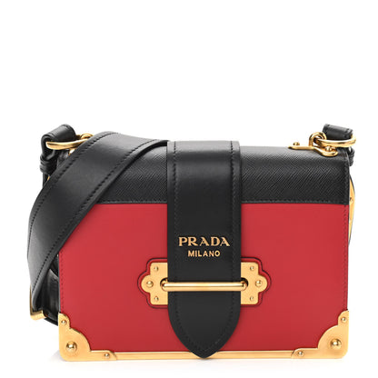 Prada City Calfskin Saffiano Cahier Bag Fuoco Black 1 of 9