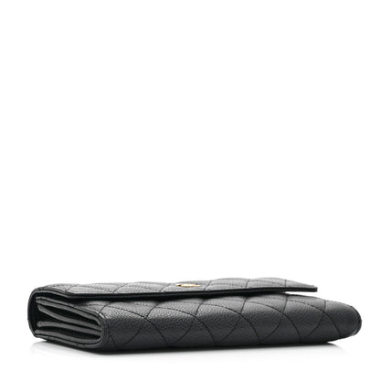 Chanel Caviar Quilted Large Gusset Flap Wallet Black 4 of 10