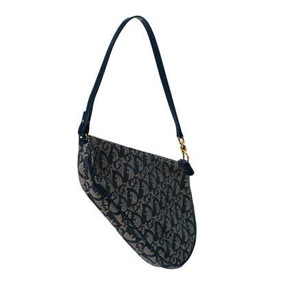 Christian Dior Monogram Mini Saddle Pochette Navy 3 of 10