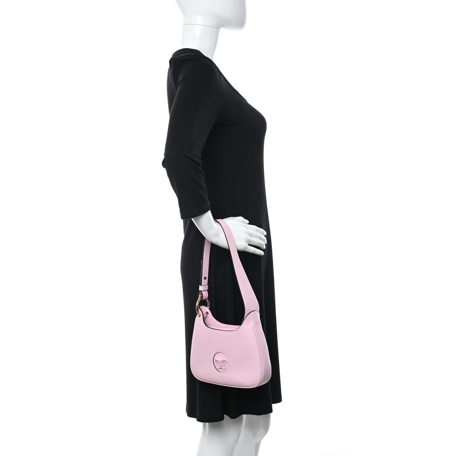 Versace Calfskin La Medusa Small Hobo Crossbody Pink 2 of 9