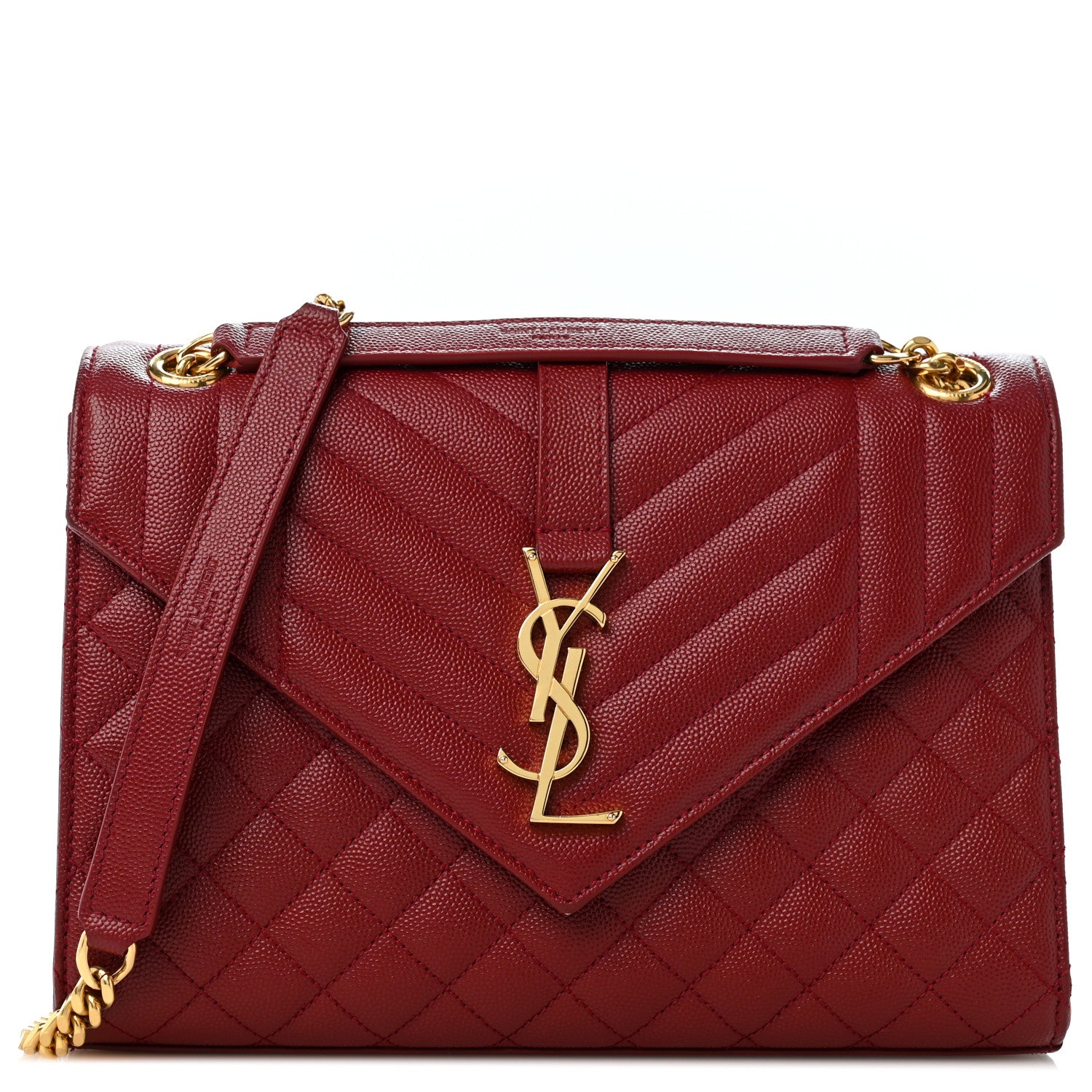 Saint Laurent Grain De Poudre Textured Mixed Matelasse Triquilt Medium Monogram Satchel Oxblood 1 of 12