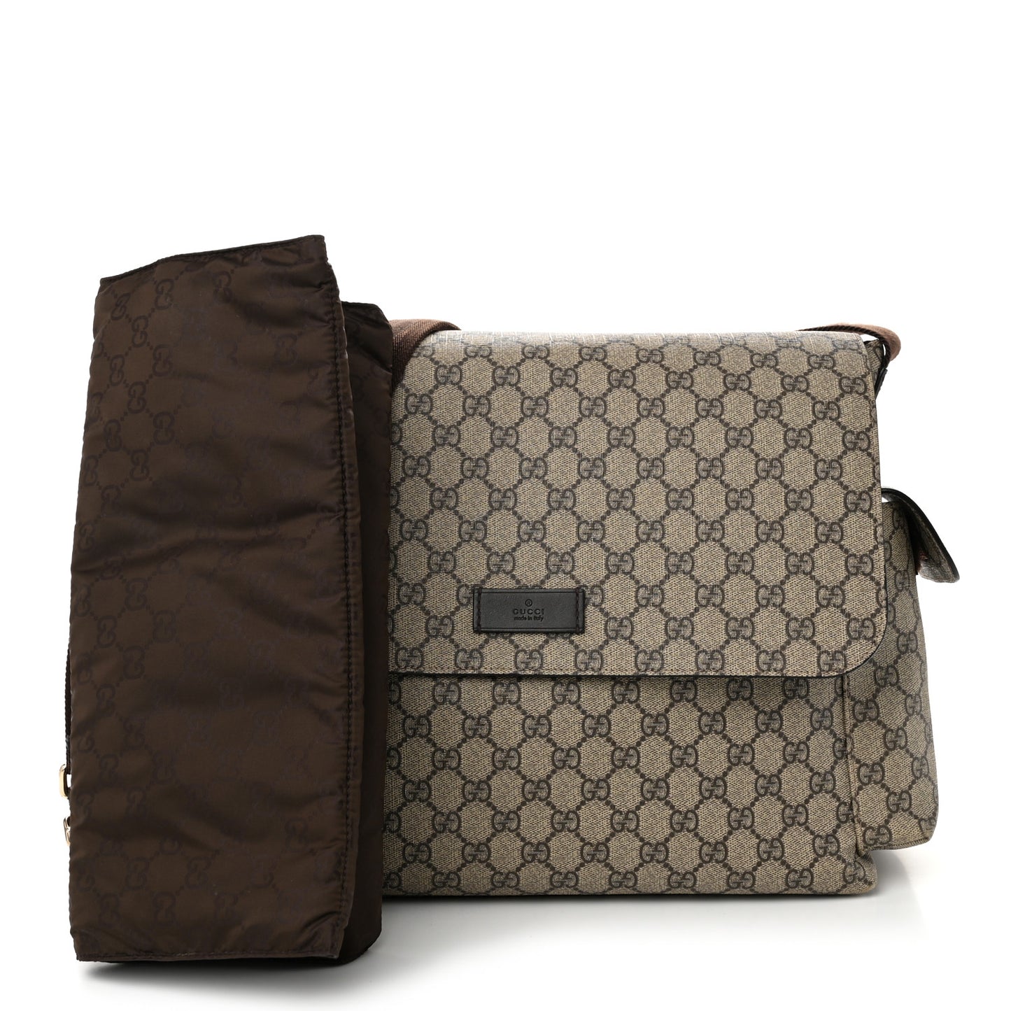 GG Plus Monogram Messenger Diaper Bag Dark Brown
