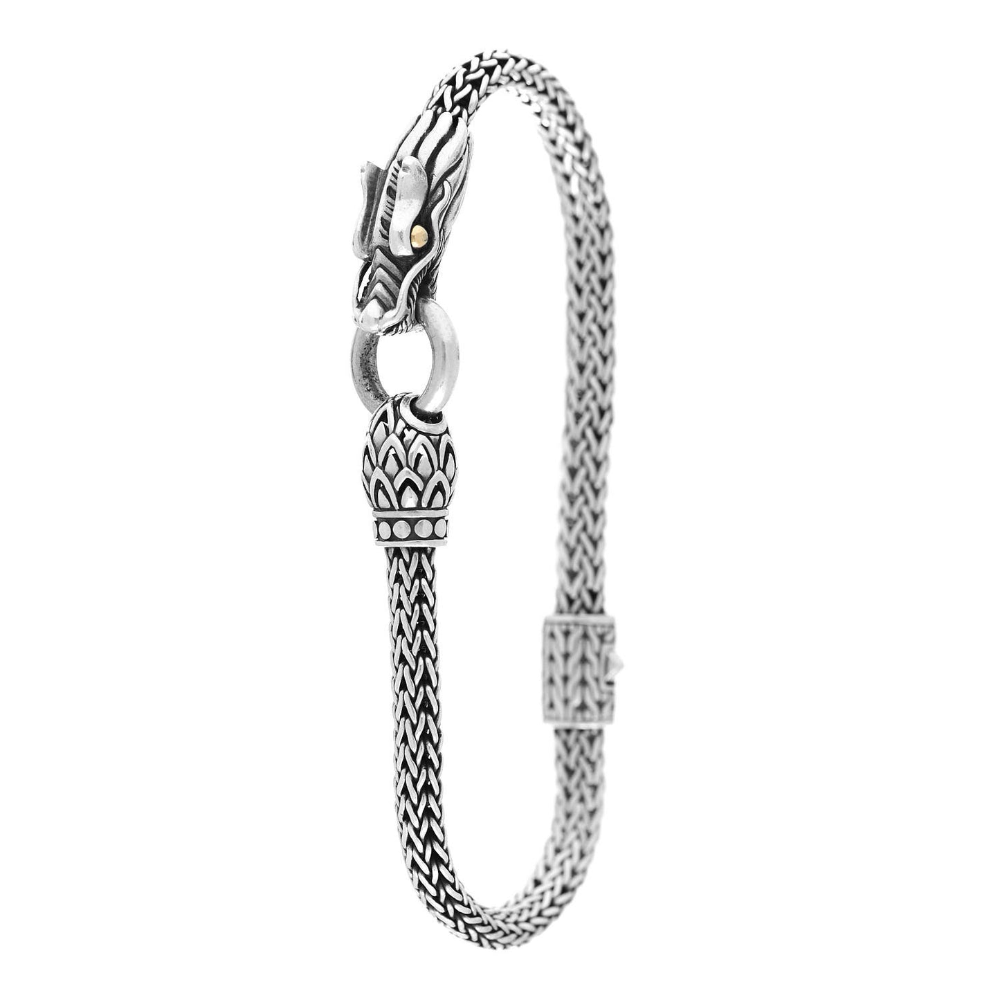 Sterling Silver 18K Yellow Gold 5mm Naga Dragon Station Bracelet