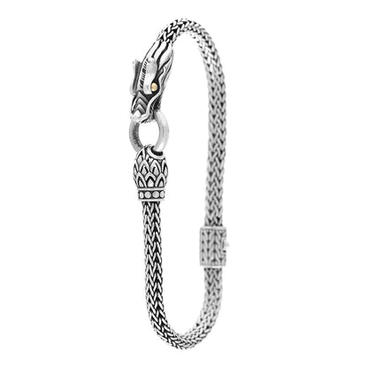 John Hardy Sterling Silver 18K Yellow Gold 5mm Naga Dragon Station Bracelet 1 of 4