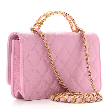 Chanel Shiny Caviar Quilted Pick Me Up Wallet On Chain WOC Pink 3 of 12