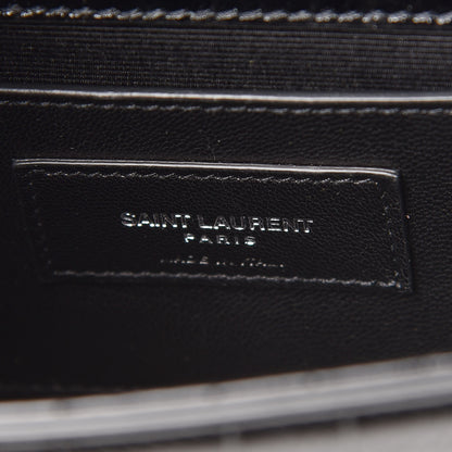 Saint Laurent Calfskin Crocodile Embossed Small Classic Monogram Kate Tassel Satchel Black 6 of 9