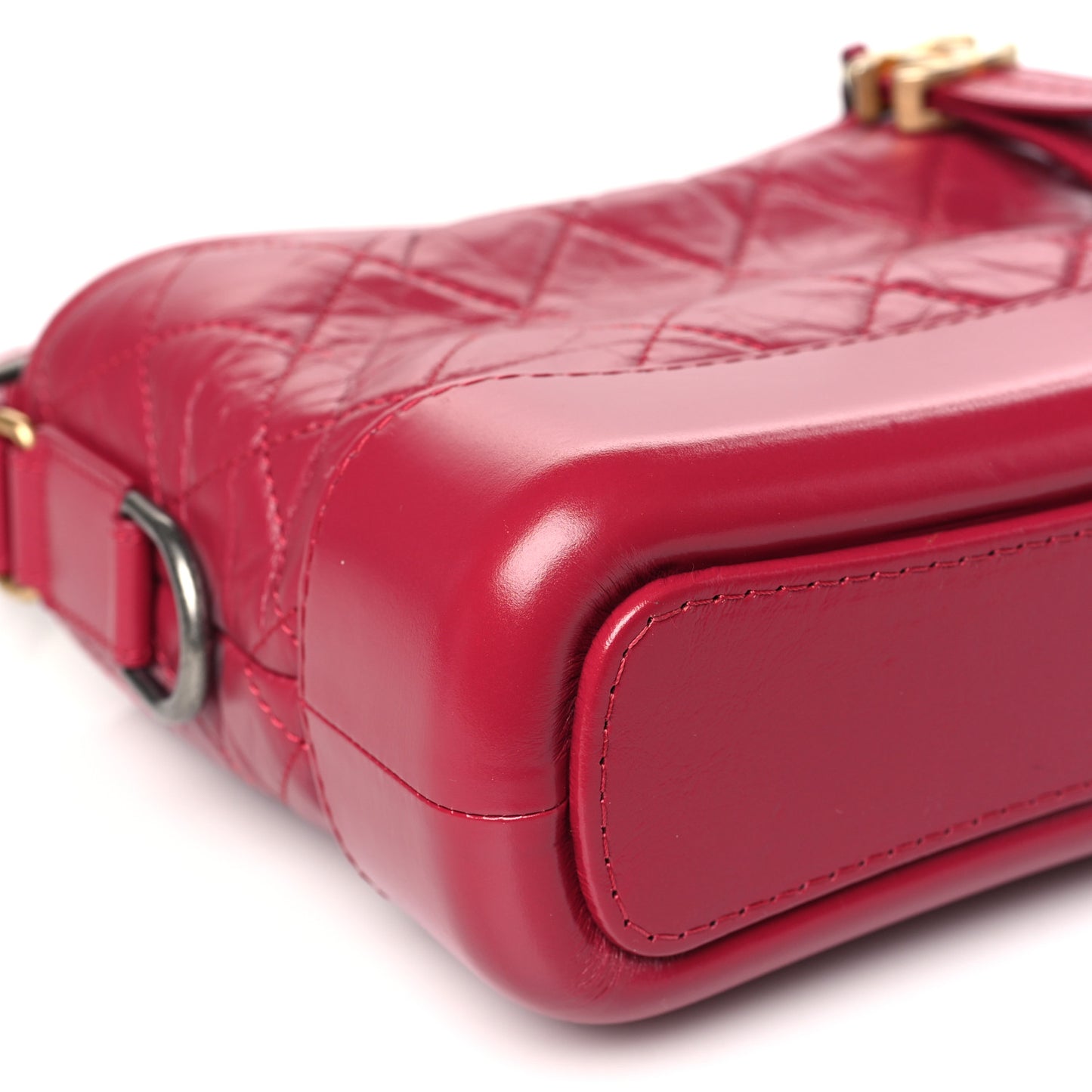 Aged Calfskin Quilted Small Gabrielle Hobo Dark Fuchsia