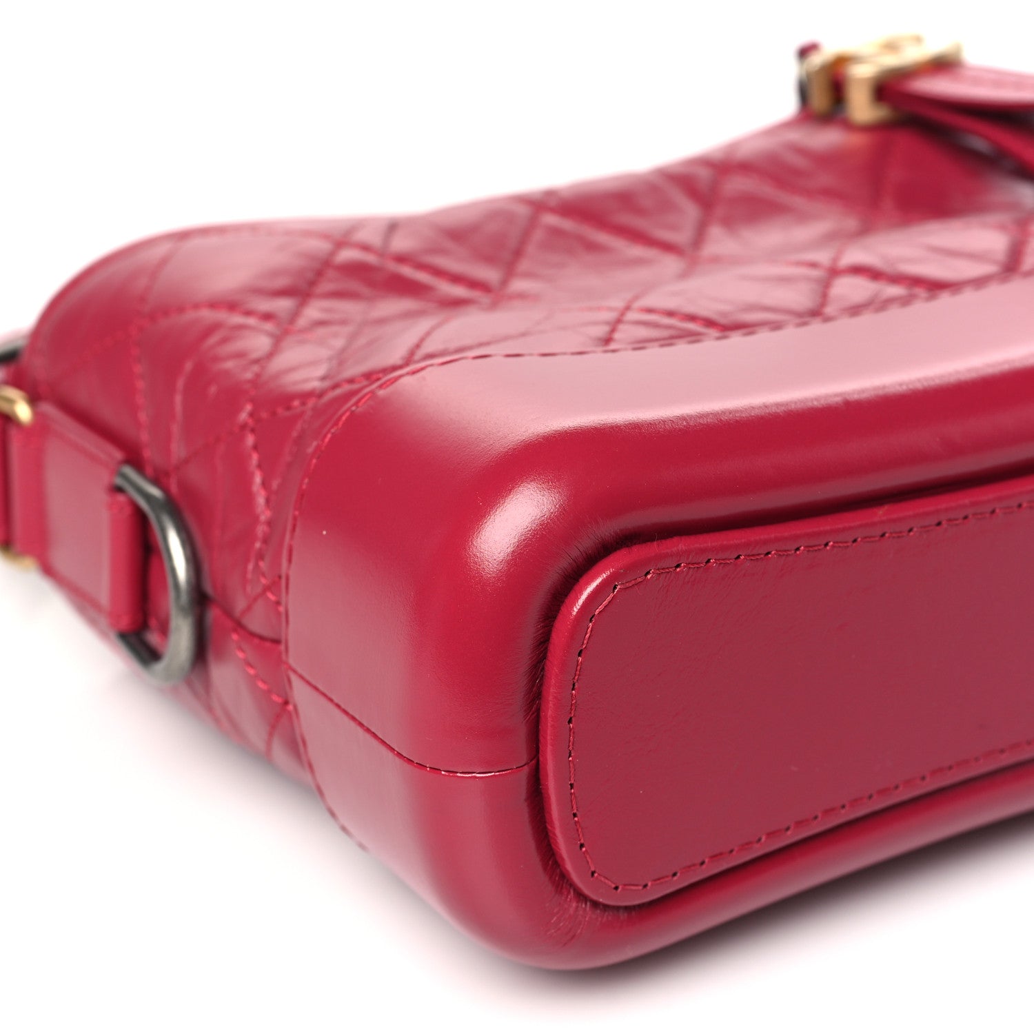 Chanel Aged Calfskin Quilted Small Gabrielle Hobo Dark Fuchsia 9 of 10