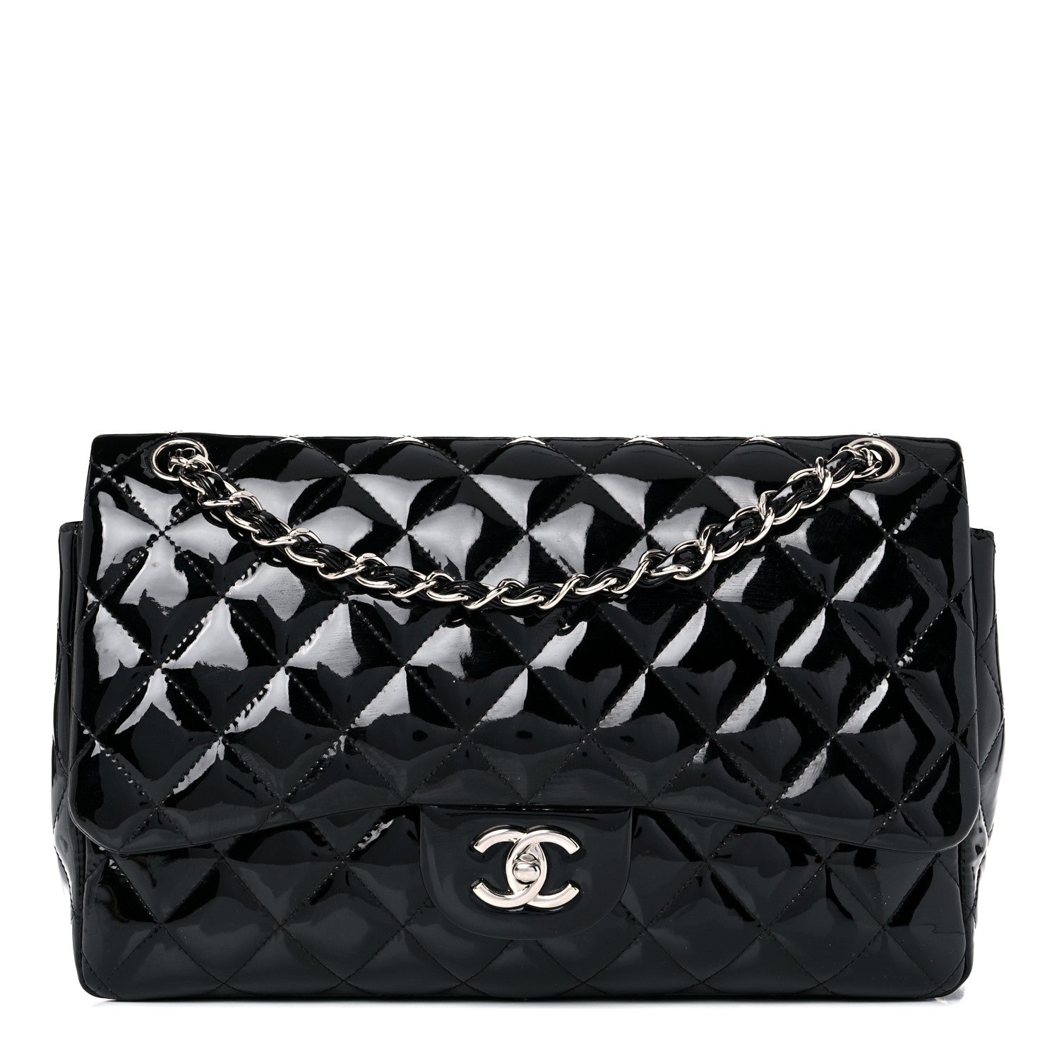 Chanel Patent Quilted Jumbo Double Flap Black 1 of 16
