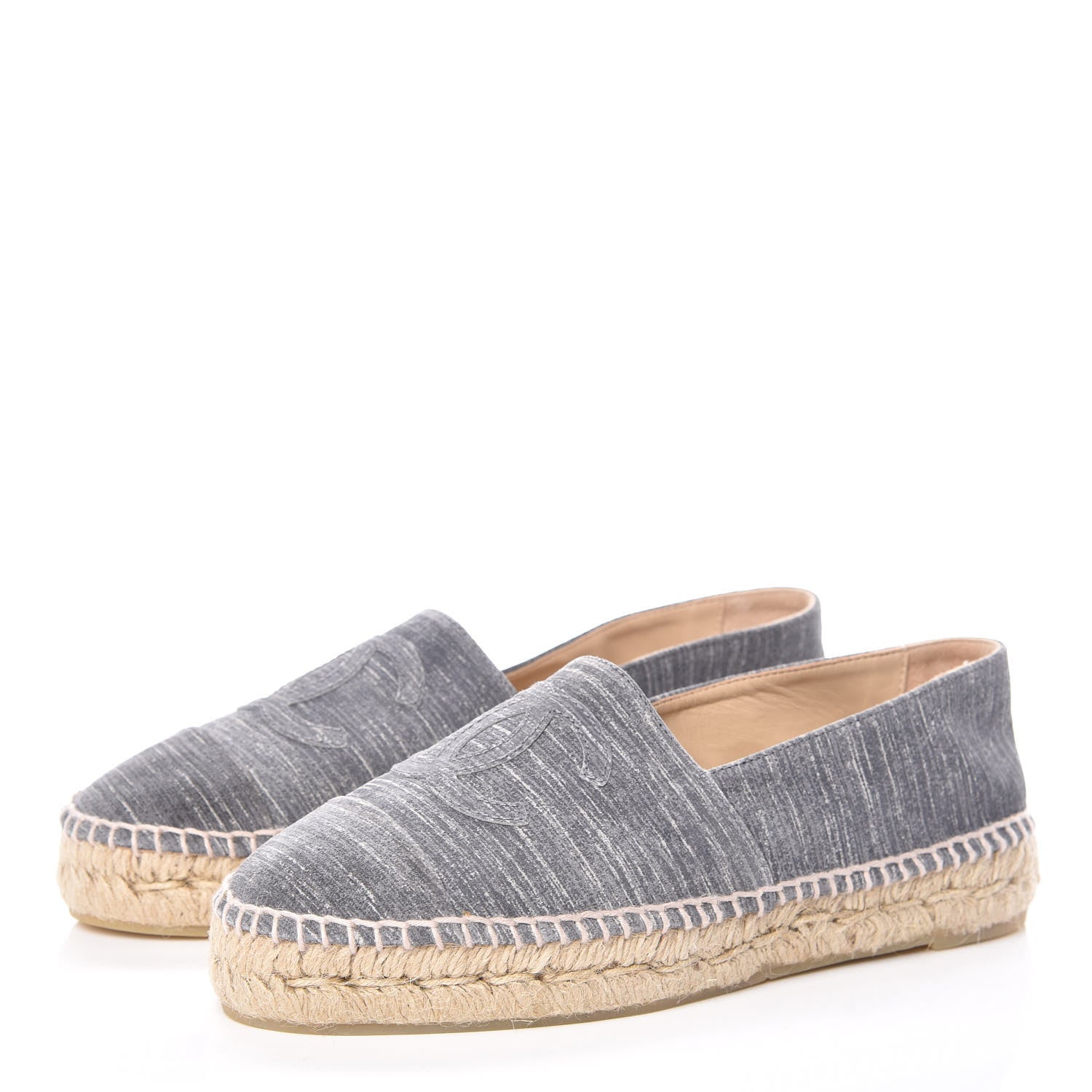 Chanel Striated Suede Espadrilles 37 Dark Grey 3 of 14
