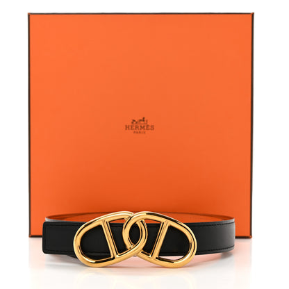 Hermes Epsom Swift 24mm Escale Belt 75 Black Orange 9 of 9