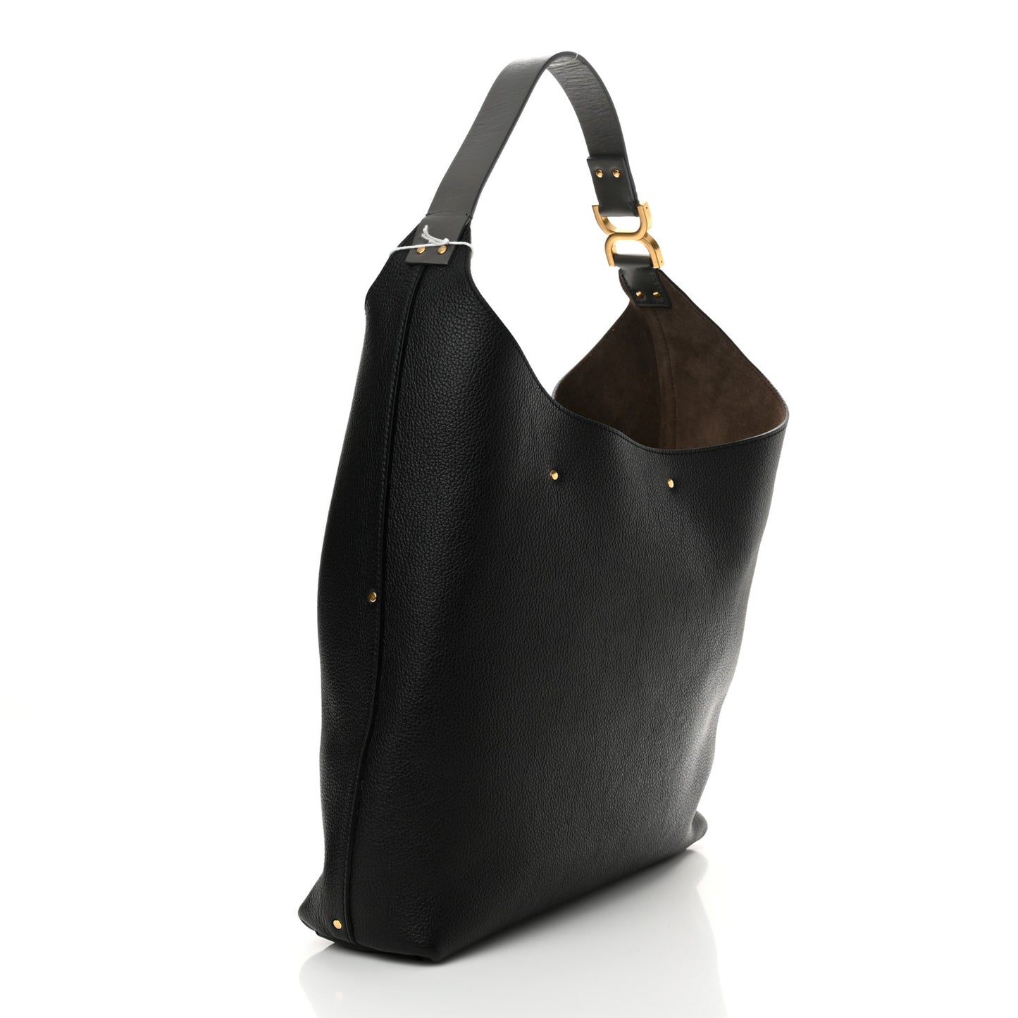 Grained Calfskin Marcie Hobo Bag Black