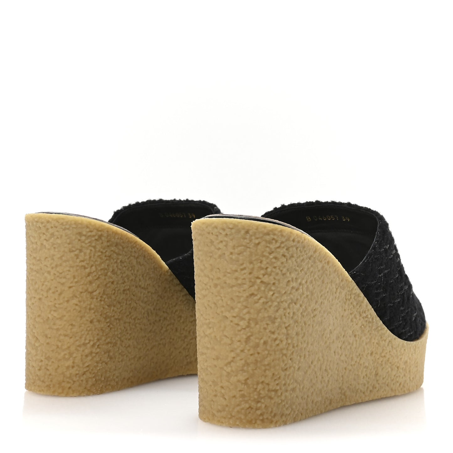 Iridescent Wool Tweed Lambskin CC Mules 39 Black