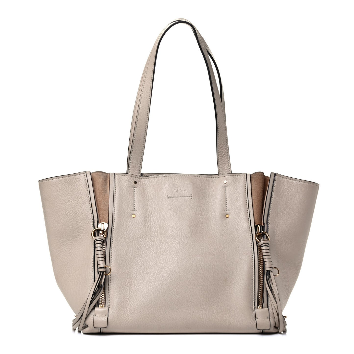 Smooth Calfskin Small Milo Shopping Tote Motty Grey