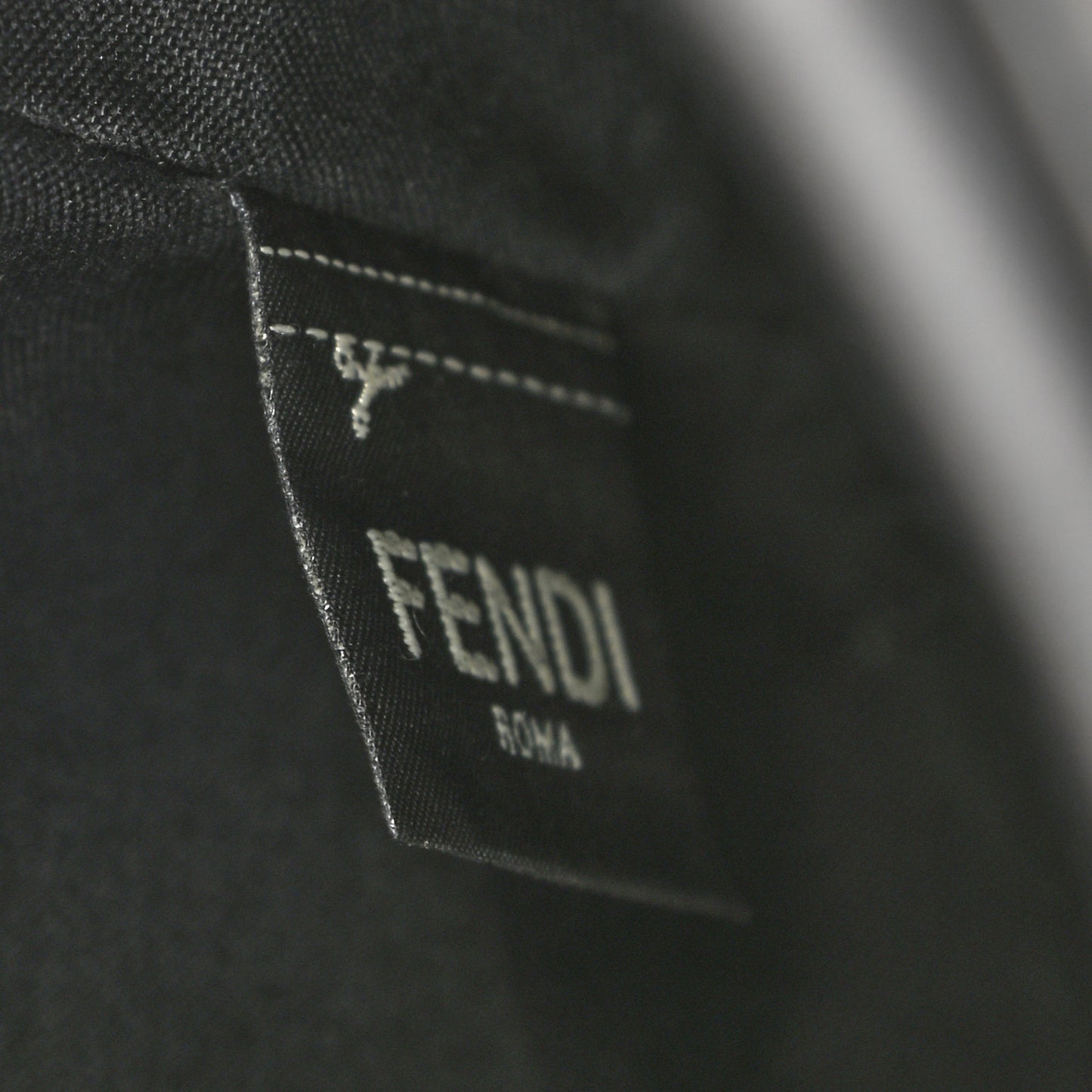 Glazed Fabric Vitello Century F is Fendi FF 1974 Stamp Patch Camera Case Mogano Panna Black