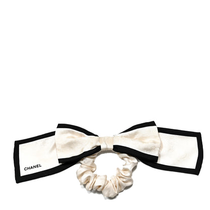 Chanel Silk Hair Tie Ivory Black 1 of 3