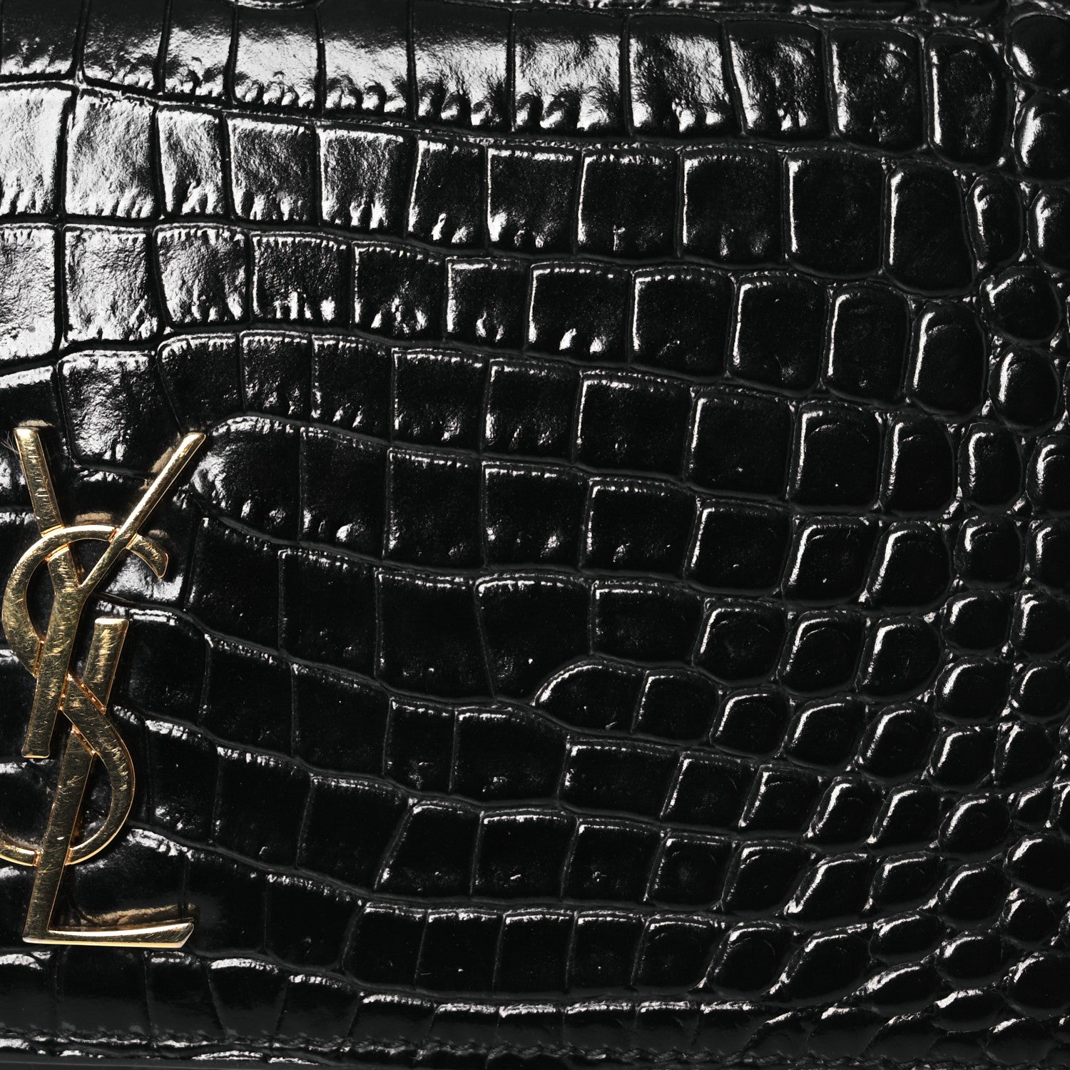 Saint Laurent Crocodile Embossed Monogram Phone Holder Crossbody Black 8 of 14