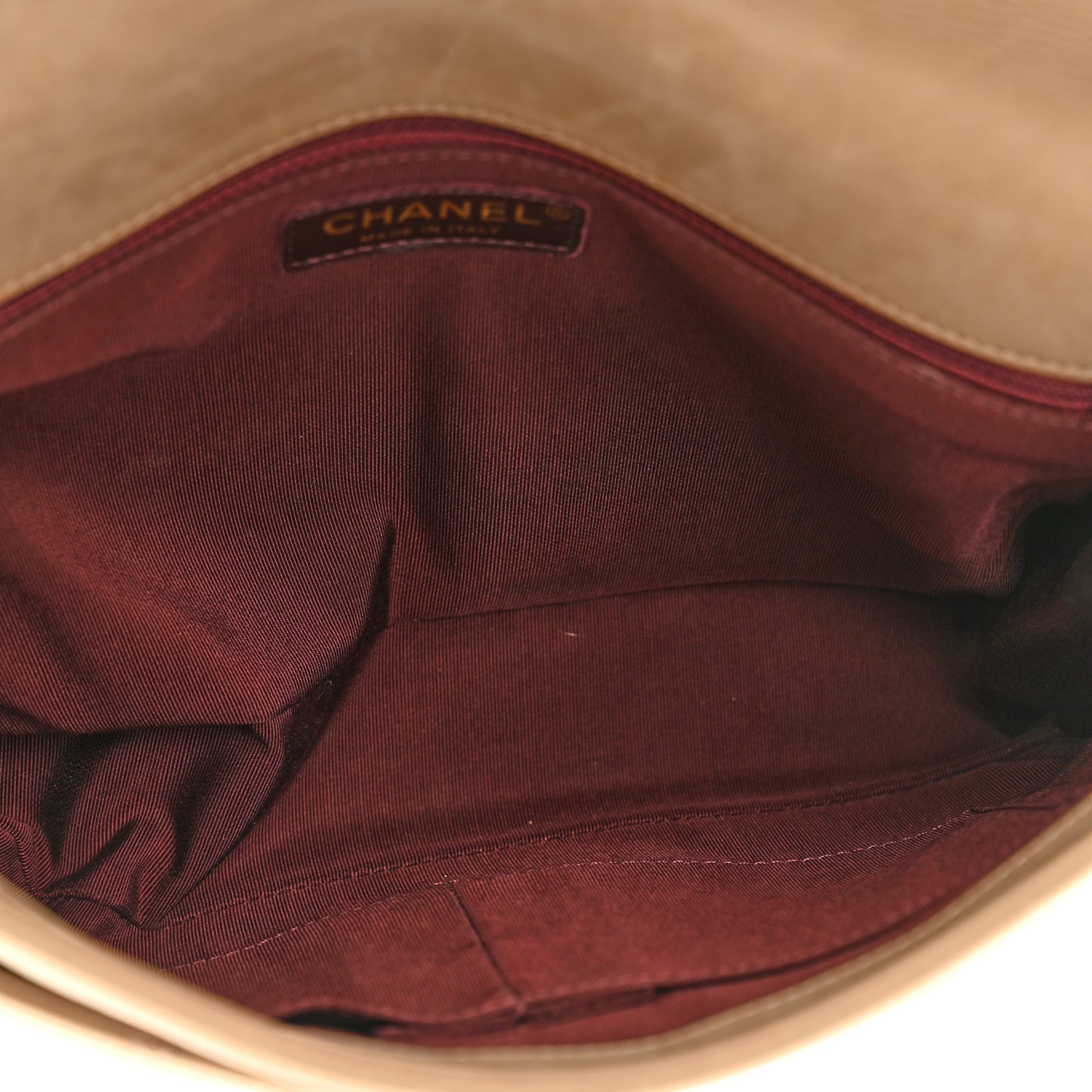 Iridescent Calfskin Jumbo Happy Stitch Flap Beige