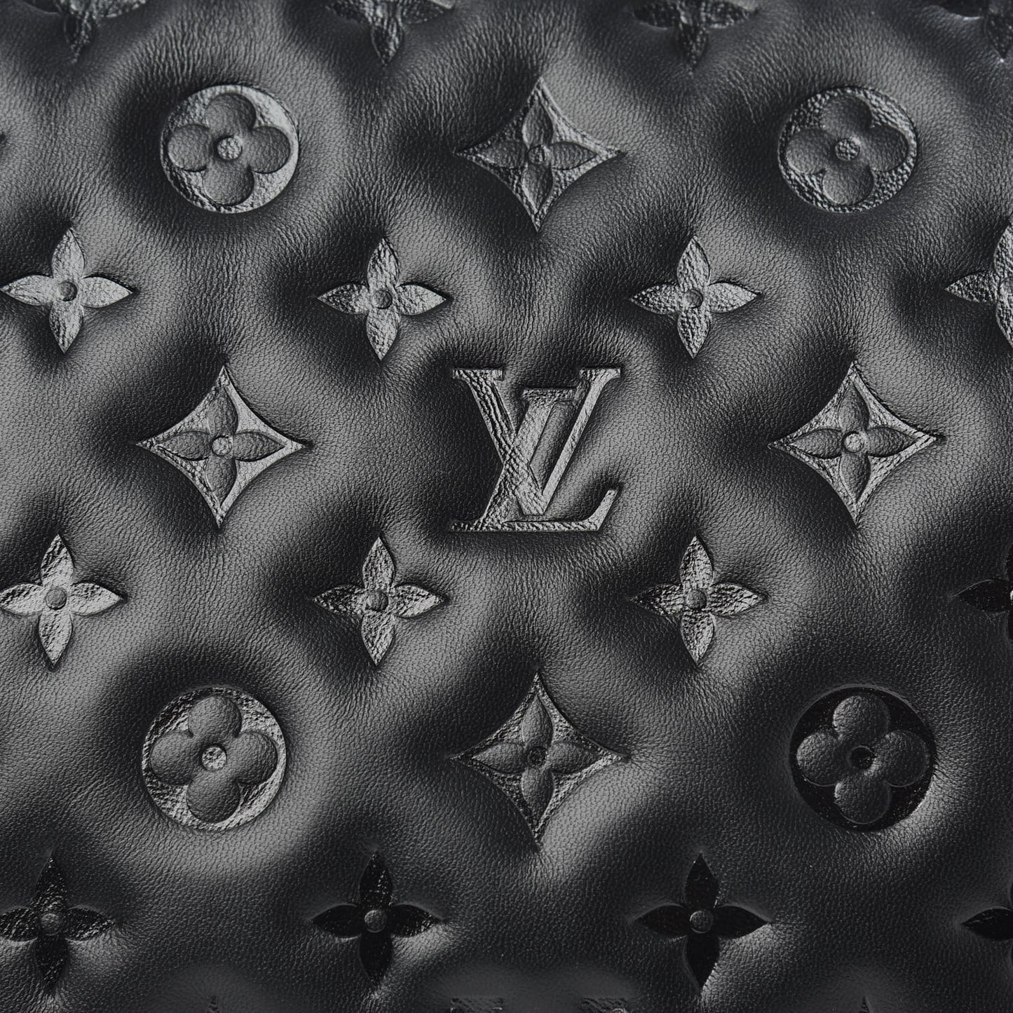 Lambskin Embossed Monogram Coussin PM Black