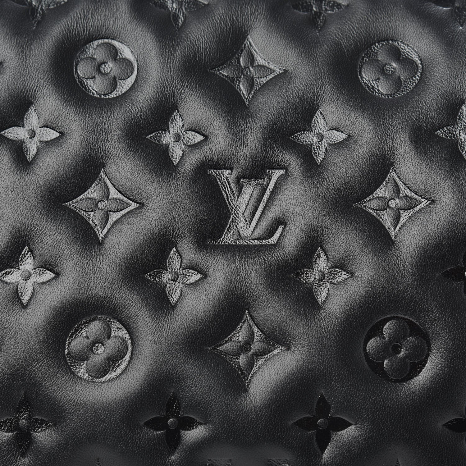 Louis Vuitton Lambskin Embossed Monogram Coussin PM Black 8 of 11
