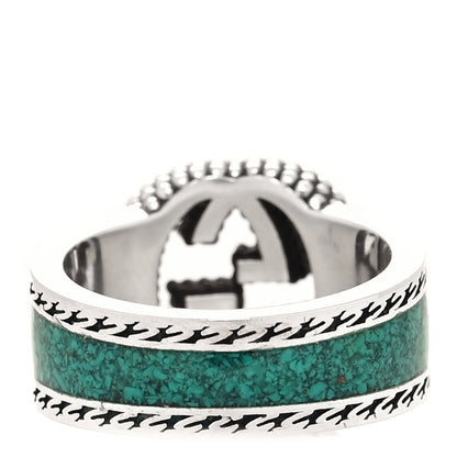 Gucci Sterling Silver Enamel Interlocking G Band Ring 49 5 Turquoise 3 of 6
