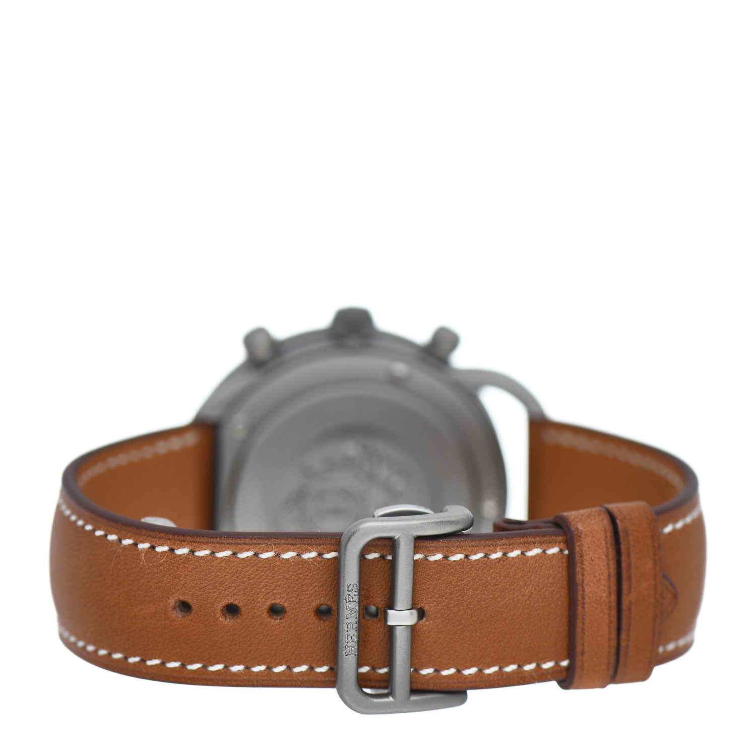 Hermes Titanium Barenia 41mm Chronograph Arceau Automatic Watch Cognac 3 of 5