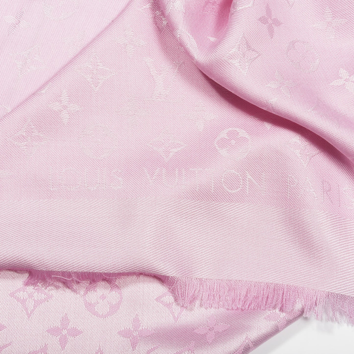 Silk Wool Monogram Shawl Velvet Rose