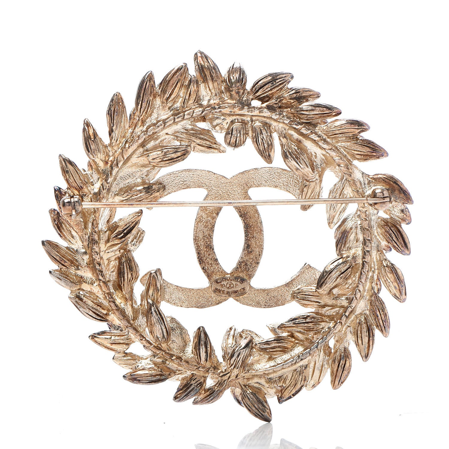 Chanel Crystal CC Sheath of Wheat Brooch Gold 3 of 5
