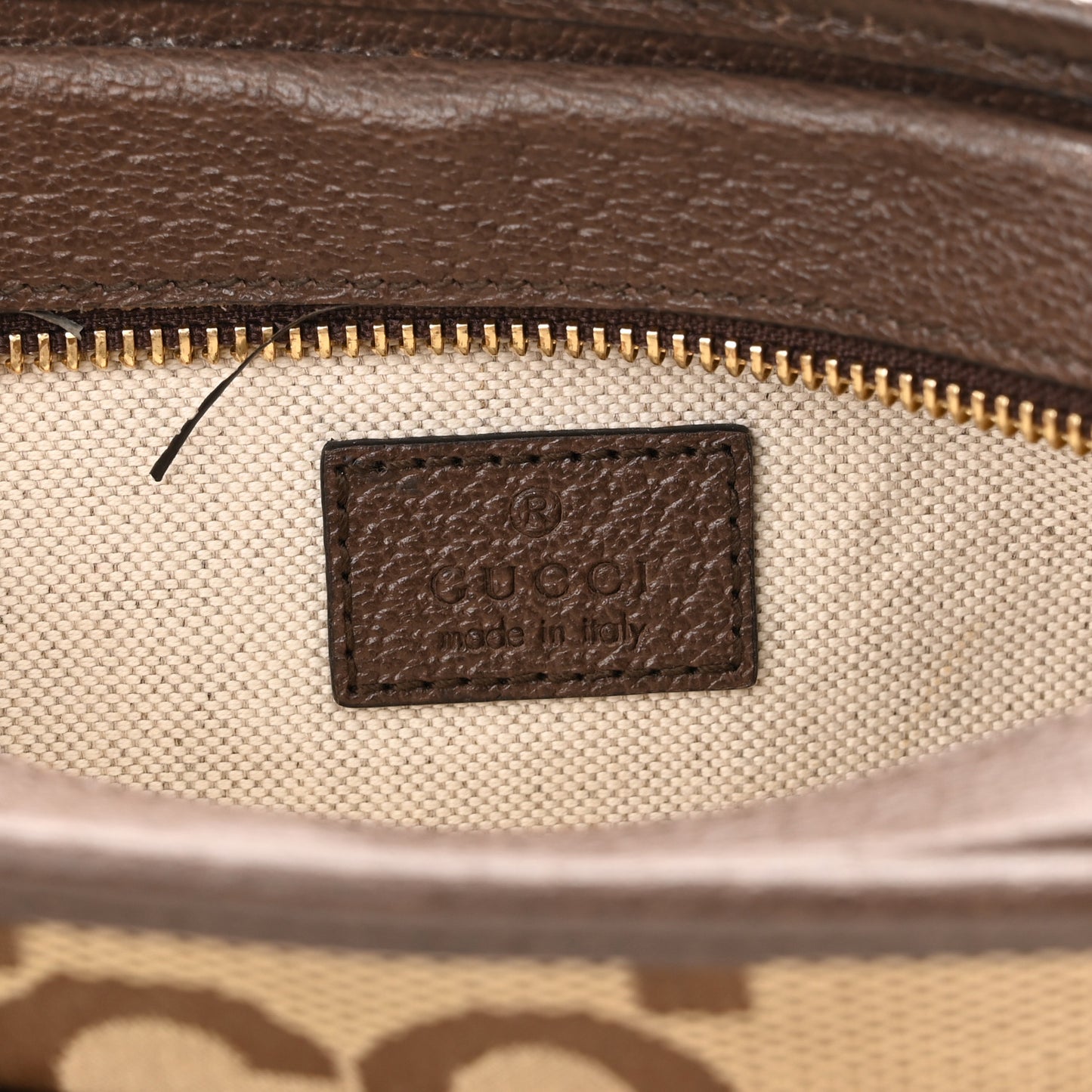 Monogram Jumbo GG Textured Dollar Calfskin Web Mini Crossbody Bag Camel Ebony New Acero