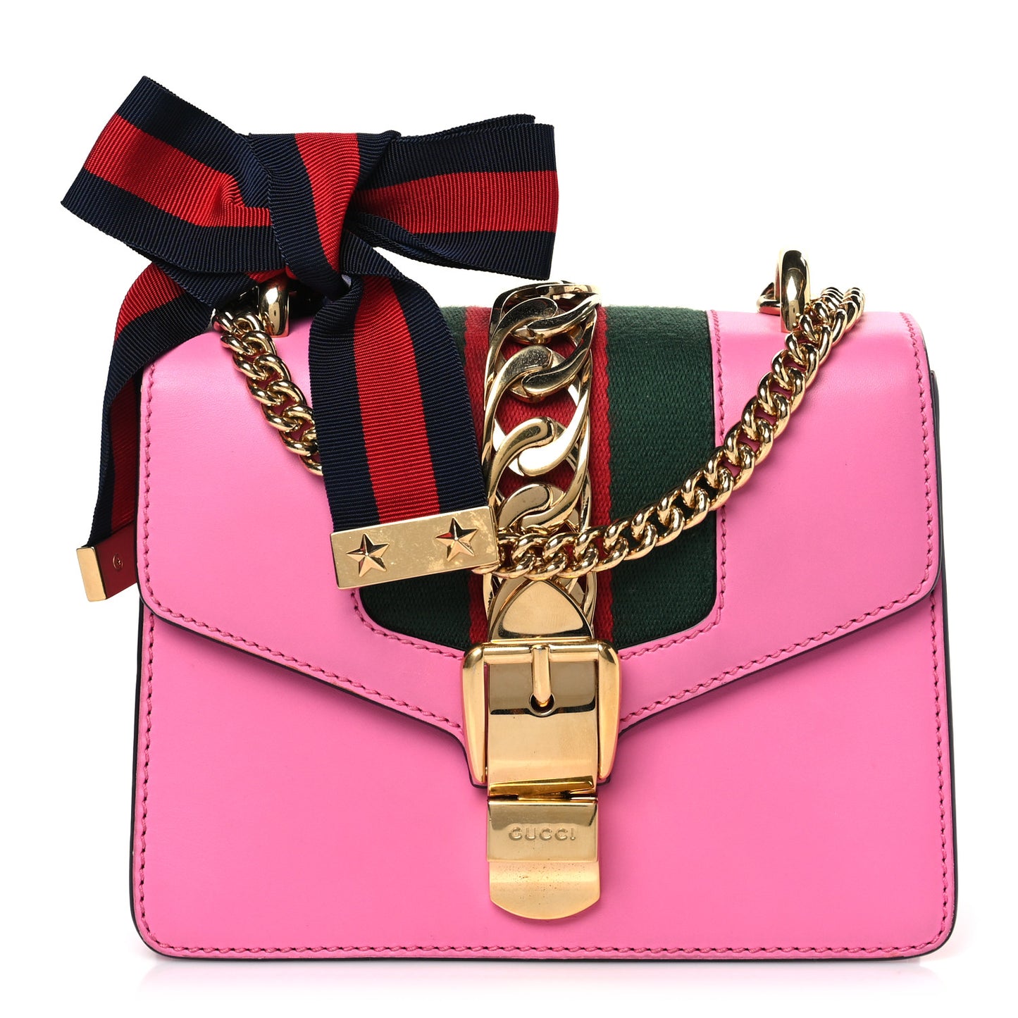 Vitello Fontanella Web Mini Sylvie Chain Shoulder Bag Pink Tropical Flower