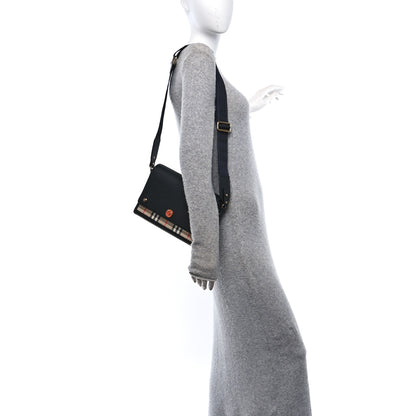 Burberry Grainy Calfskin Vintage Check Note Crossbody Bag Black 3 of 9