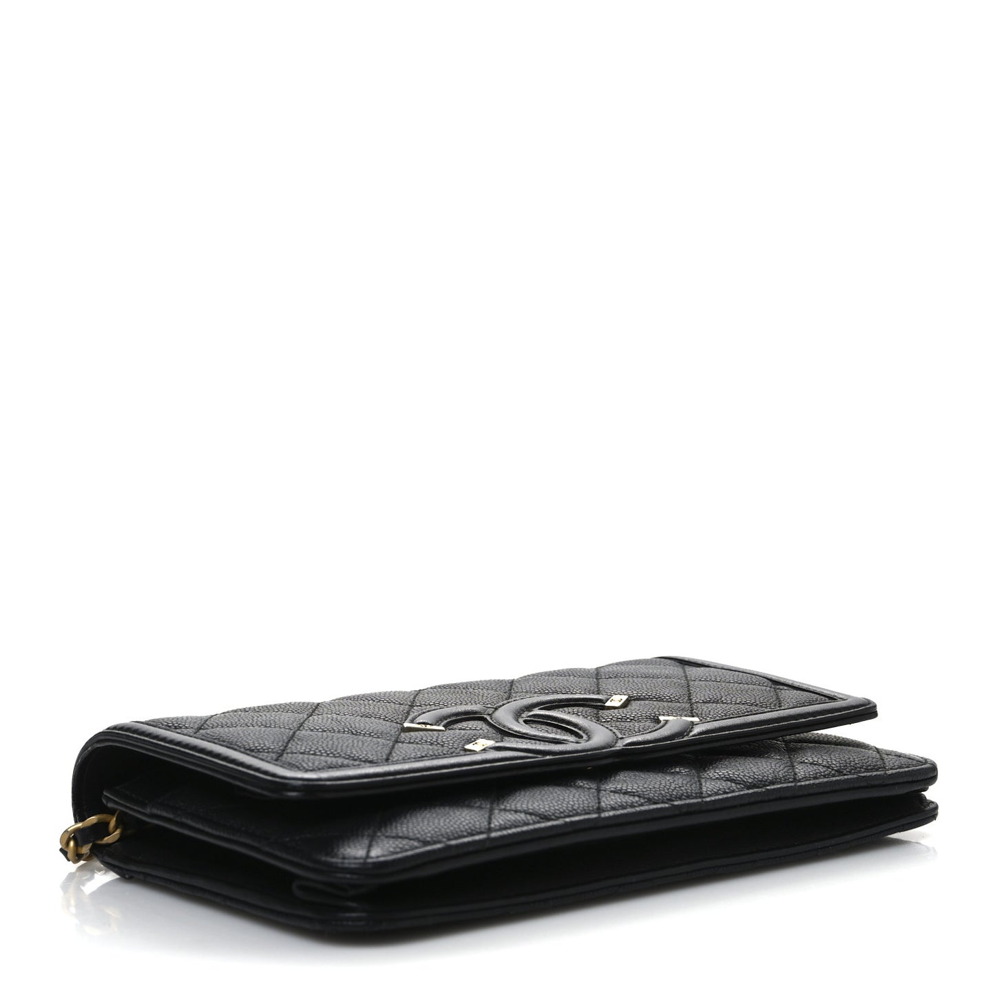 Caviar Quilted CC Filigree Wallet On Chain WOC Black