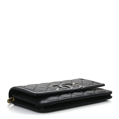 Chanel Caviar Quilted CC Filigree Wallet On Chain WOC Black 4 of 12